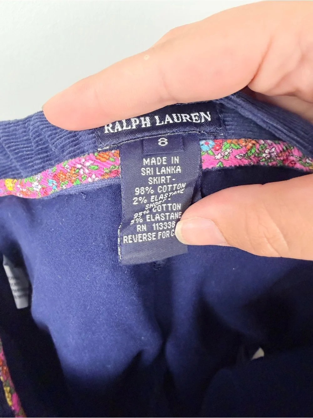Girls Ralph Lauren Navy Blue Corduroy Mini Skirt size 8